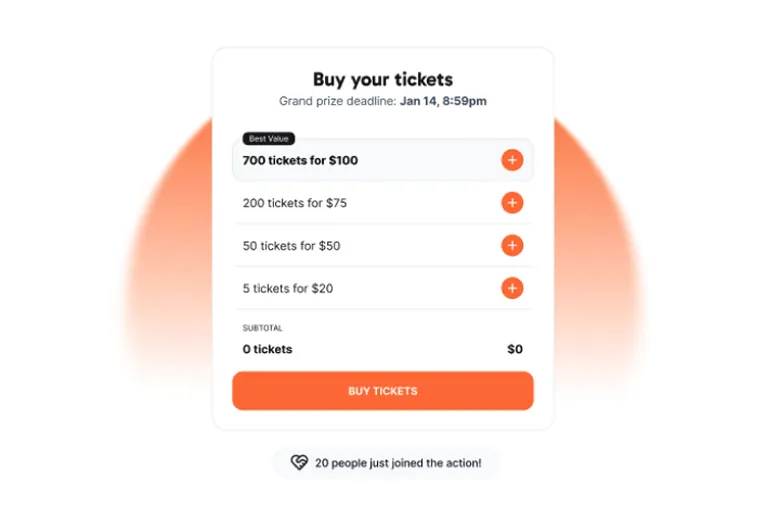 Raffle landing page design system
